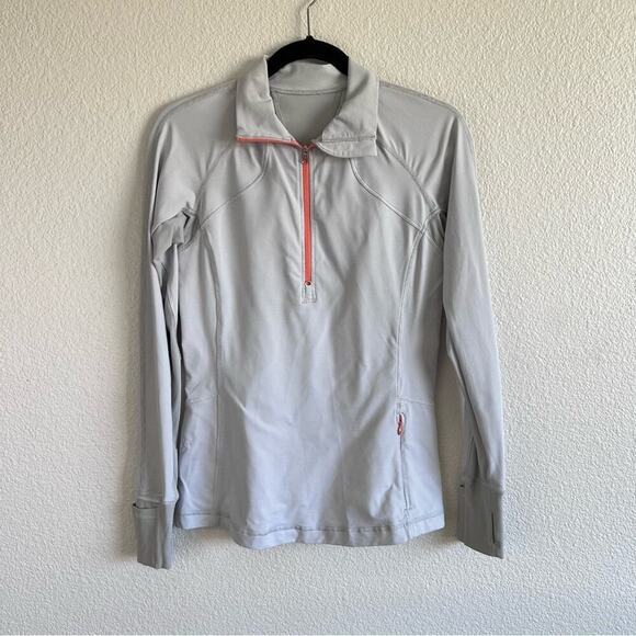 lululemon athletica Tops - Lululemon Race With Grace 1/2 Zip II Wee Stripe White Silver Spoon